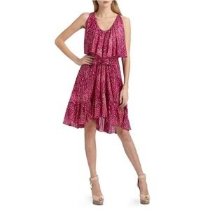 CYNTHIA STEFFE Size‎ 2 Carey Dress 100% Silk Ruffled Reptile Print Fit & Flare